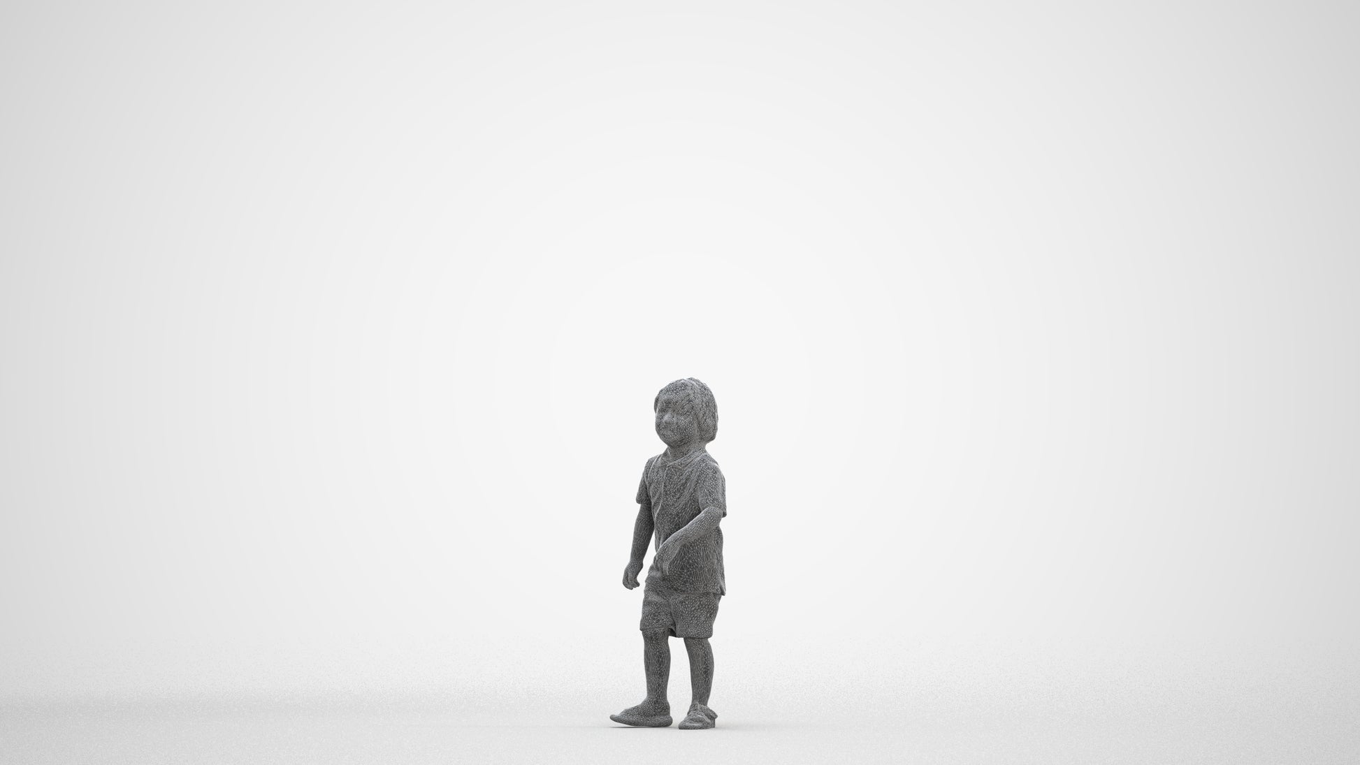 scanned 3D boy casual kids, photogrammetry people for Enscape and V-Ray, three-quarter front view render