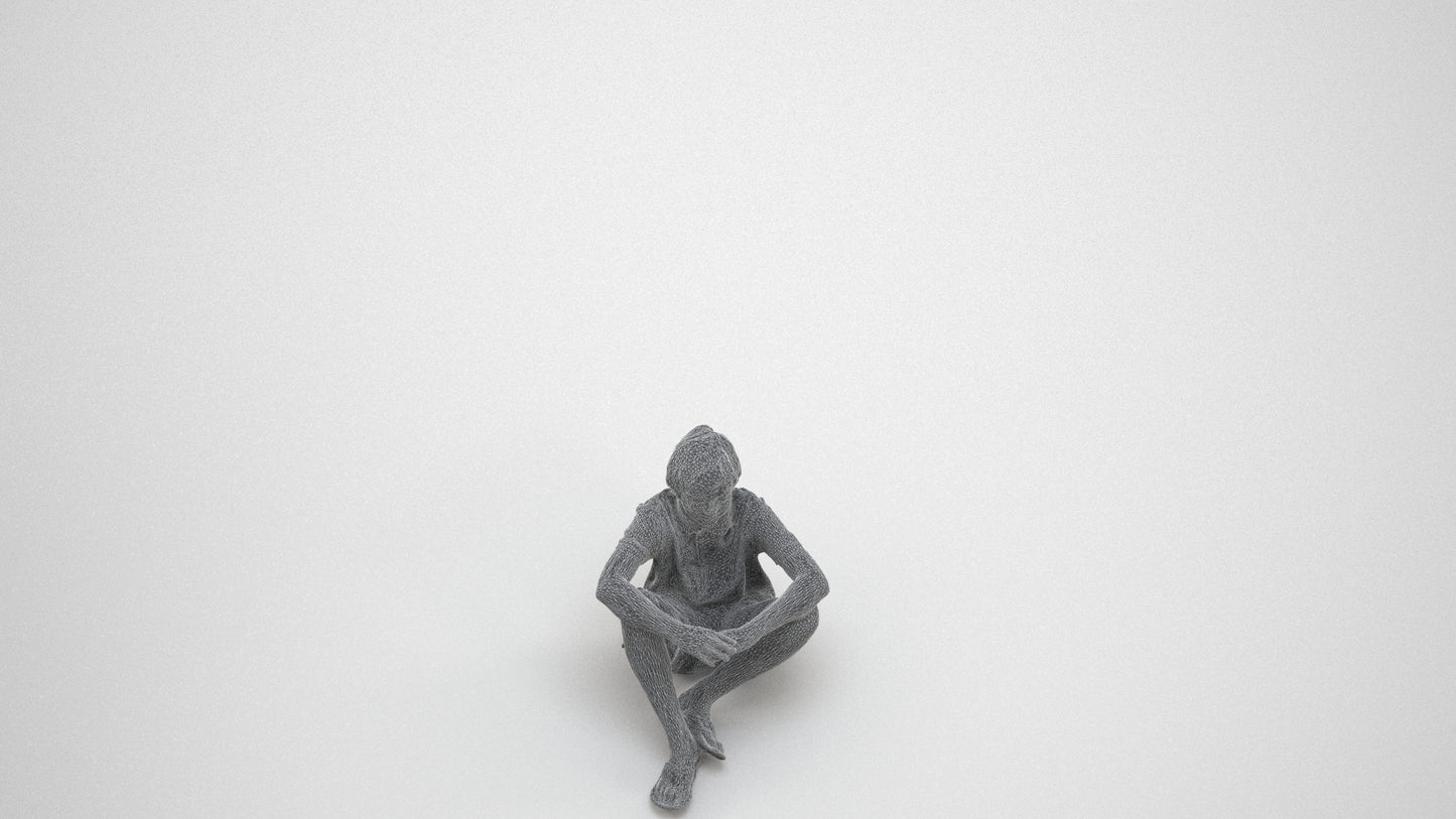 photogrammetry 3D boy kids, realistic human model archviz FBX, wireframe three-quarter view