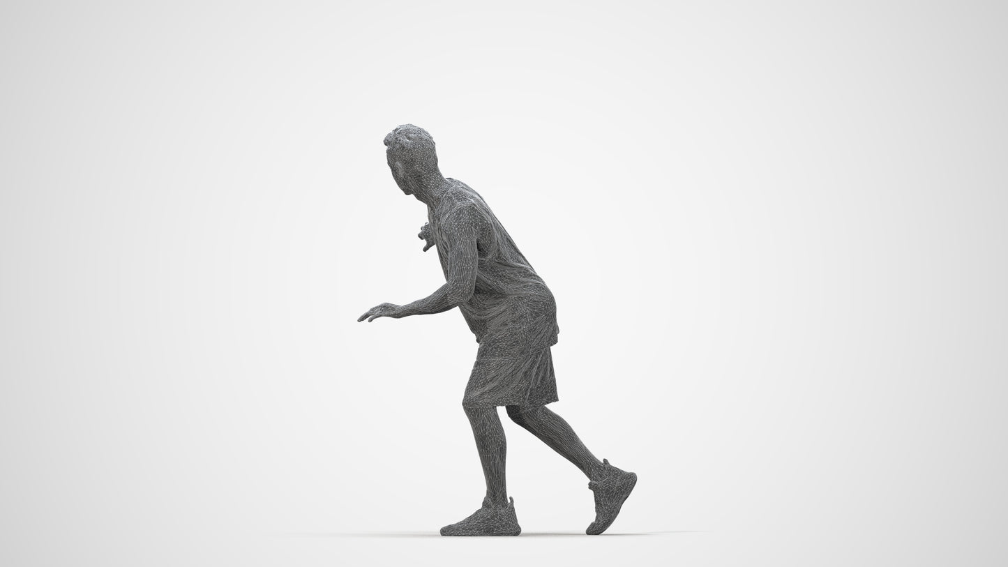 3D people model man sport, scanned human for 3ds Max rendering, wireframe back view