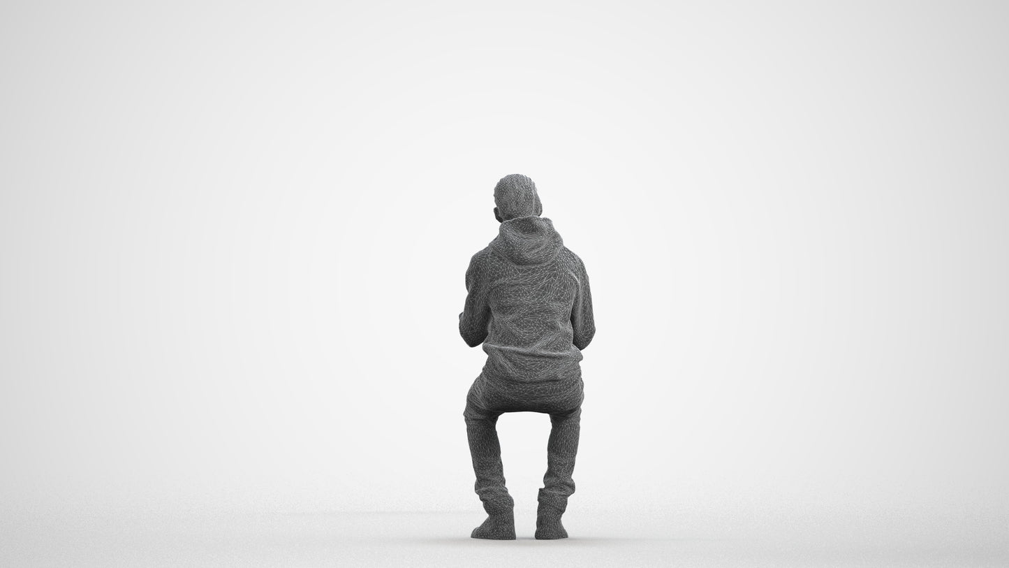 3D people model boy casual kids, scanned human for 3ds Max rendering, wireframe front view