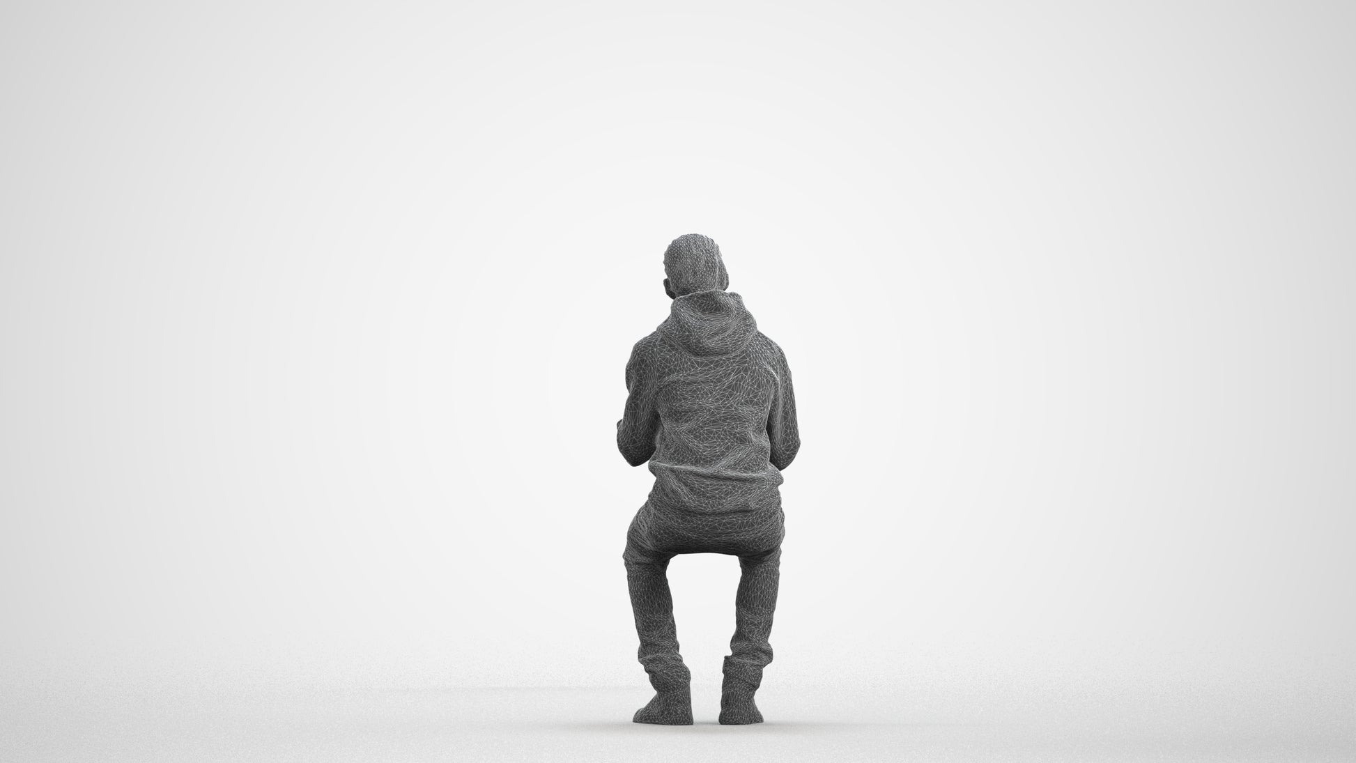 3D people model boy casual kids, scanned human for 3ds Max rendering, wireframe front view