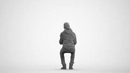 3D people model boy casual kids, scanned human for 3ds Max rendering, wireframe front view
