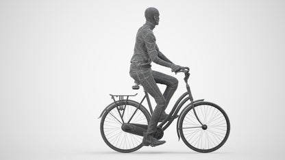 realistic 3D human man casual cycling, archviz people FBX OBJ for Blender, wireframe side view