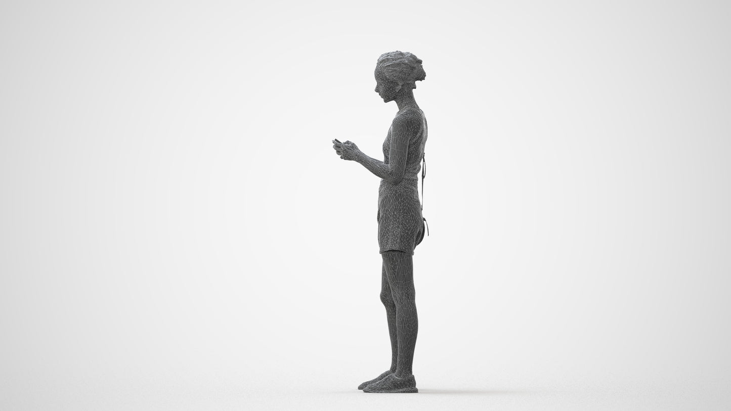 photogrammetry 3D woman casual standing, realistic human model archviz FBX, square thumbnail
