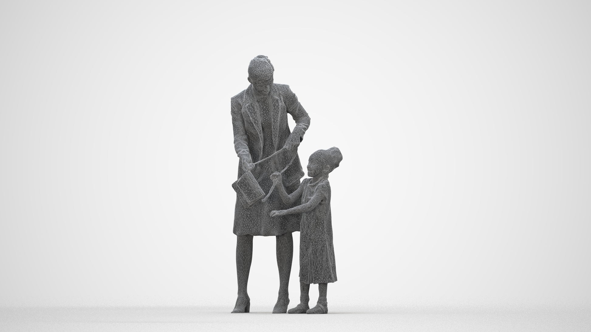 photogrammetry 3D girl casual kids, realistic human model archviz FBX, wireframe back view