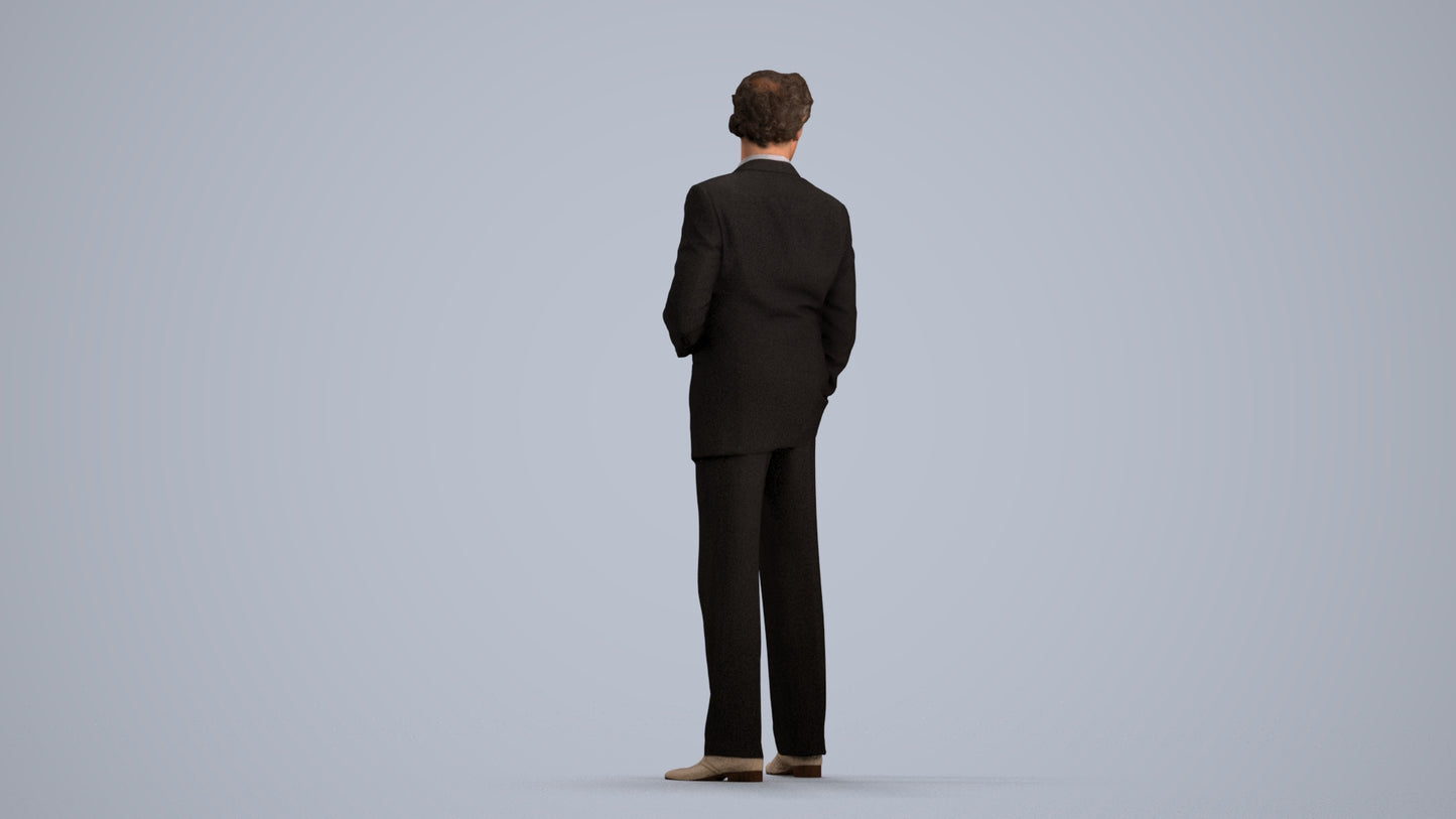 3D scanned man business, photorealistic archviz people for Enscape and SketchUp, front view render