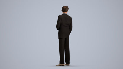 3D scanned man business, photorealistic archviz people for Enscape and SketchUp, front view render