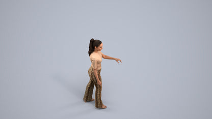 realistic 3D human woman casual door, archviz people FBX OBJ for Blender, back view render