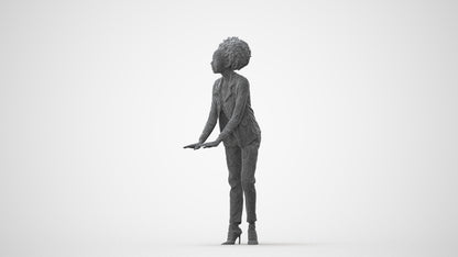 realistic 3D human woman business standing, archviz people FBX OBJ for Blender, square thumbnail