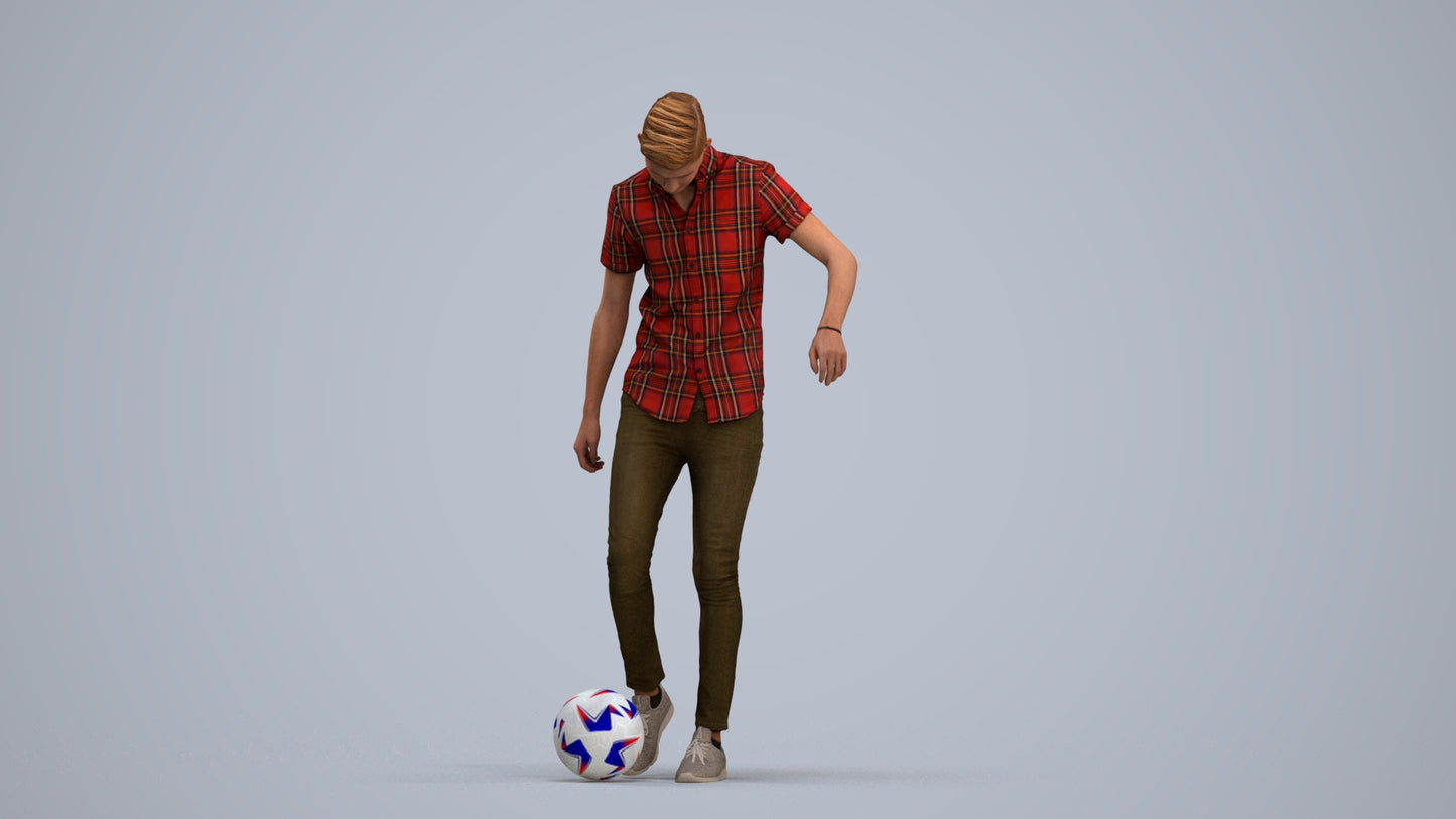 3D human model man sport standing, photogrammetry scanned person for archviz, standing pose render