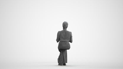 realistic 3D people woman casual sitting, render-ready for V-Ray and Corona, FBX OBJ, wireframe front view