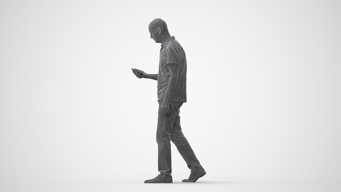 realistic 3D people senior man casual walking, render-ready for V-Ray and Corona, FBX OBJ, square thumbnail