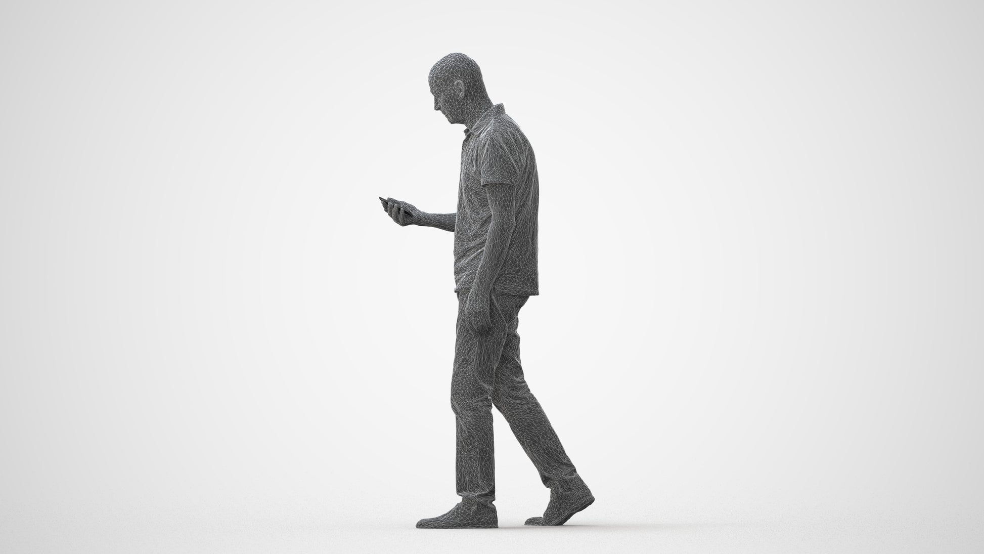 realistic 3D people senior man casual walking, render-ready for V-Ray and Corona, FBX OBJ, square thumbnail