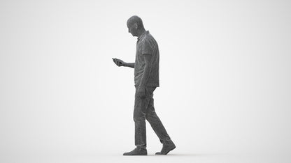 realistic 3D people senior man casual walking, render-ready for V-Ray and Corona, FBX OBJ, square thumbnail