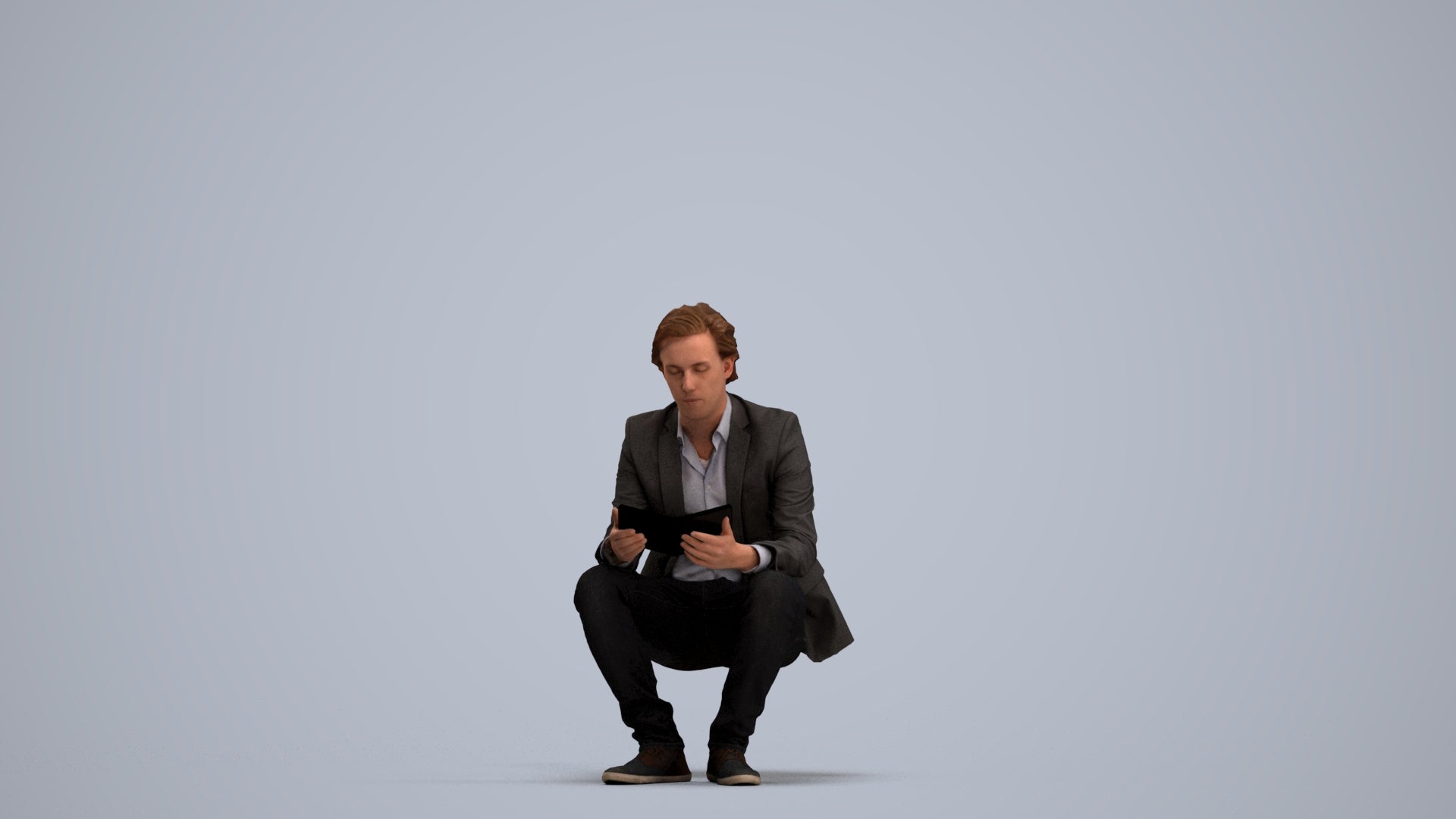 realistic 3D man business, scanned archviz people for Blender and 3ds Max, standing pose render