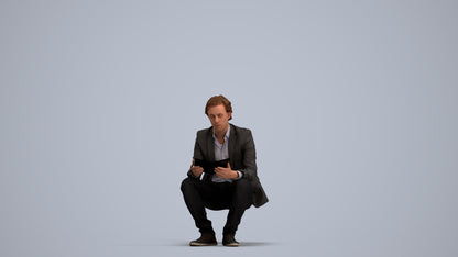 realistic 3D man business, scanned archviz people for Blender and 3ds Max, standing pose render
