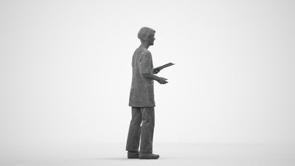 photogrammetry 3D senior woman medical, realistic human model archviz FBX, wireframe side view