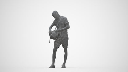 realistic 3D people man casual standing, render-ready for V-Ray and Corona, FBX OBJ, wireframe back view