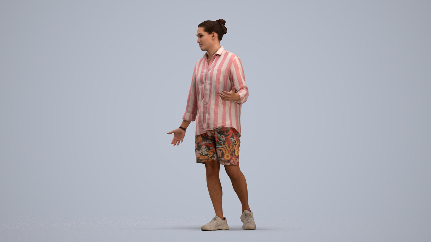 scanned 3D man casual walking, photogrammetry people for Enscape and V-Ray, standing pose render