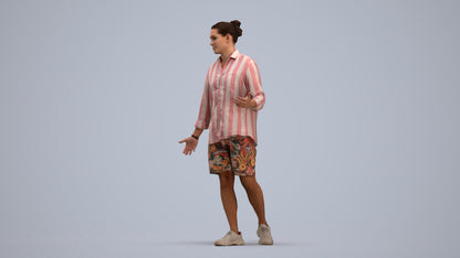 scanned 3D man casual walking, photogrammetry people for Enscape and V-Ray, standing pose render