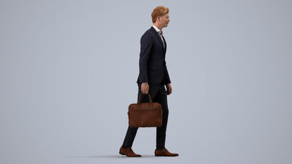 3D human model man business, photogrammetry scanned person for archviz, side view render