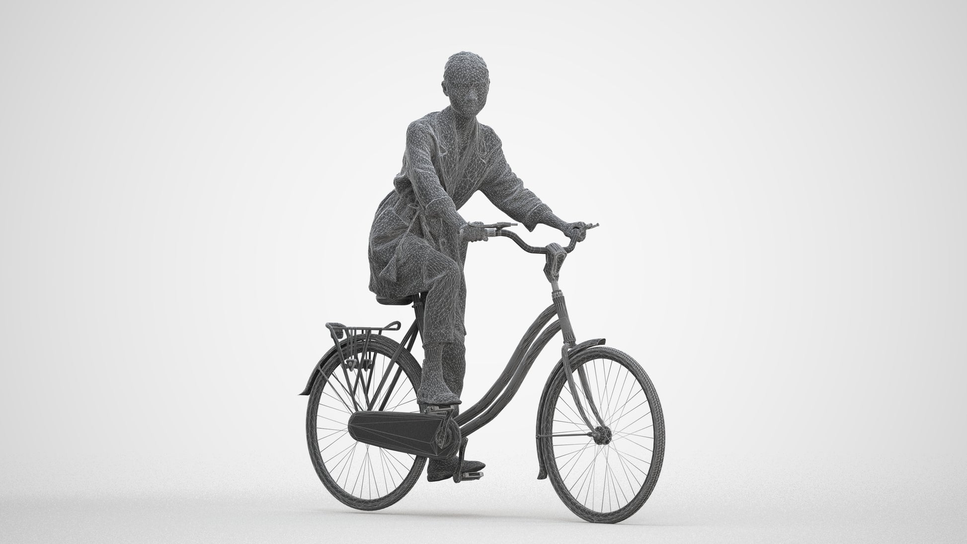 scanned 3D woman casual cycling, photogrammetry people for Enscape and V-Ray, three-quarter front view render