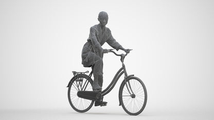 scanned 3D woman casual cycling, photogrammetry people for Enscape and V-Ray, three-quarter front view render