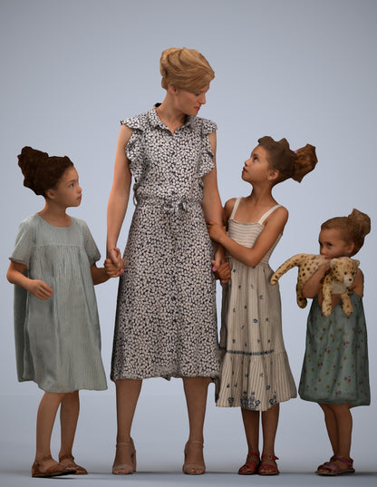 scanned 3D girl casual kids, photogrammetry people for Enscape and V-Ray