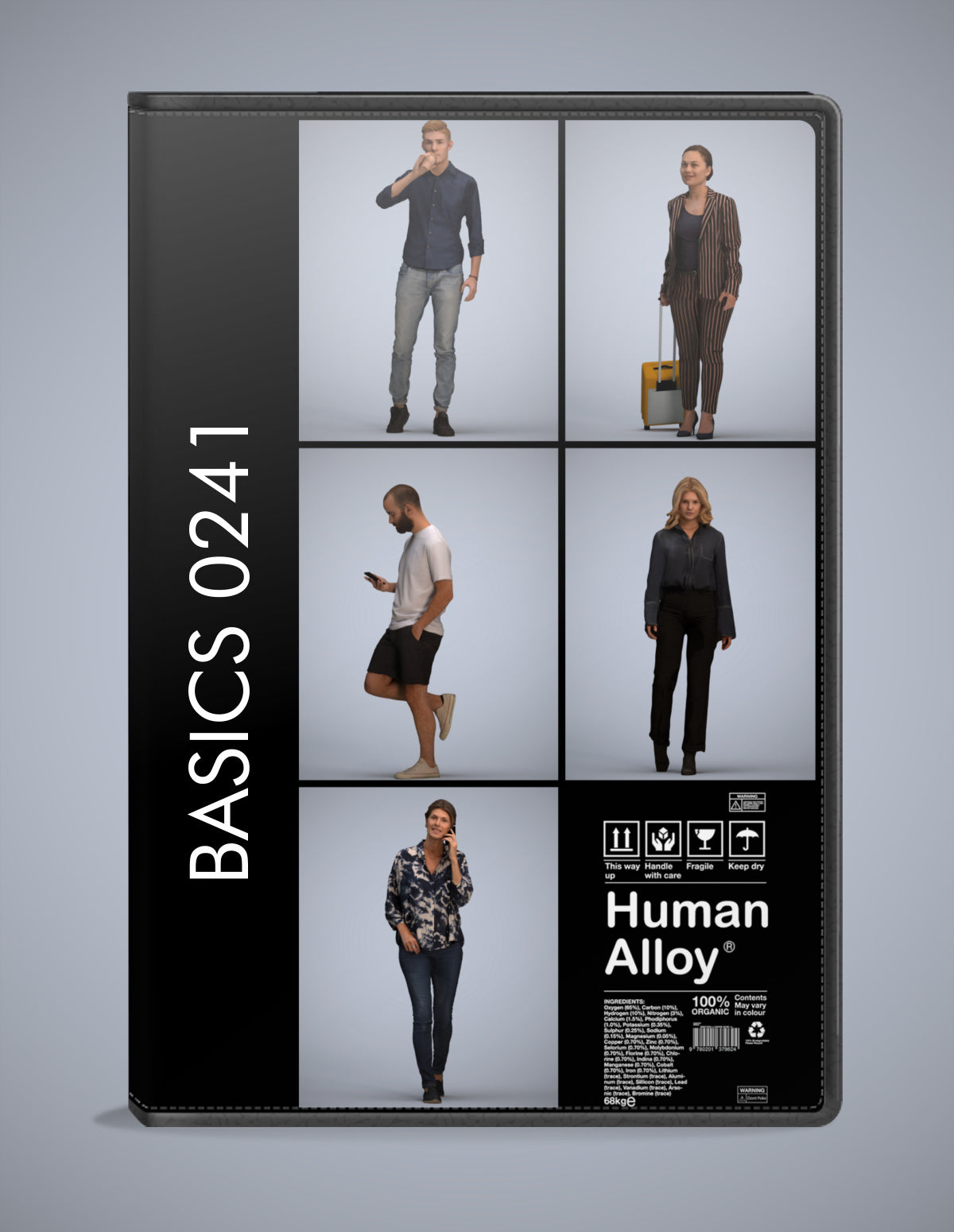 scanned 3D people walking collection, 5 photogrammetry models for Enscape and V-Ray