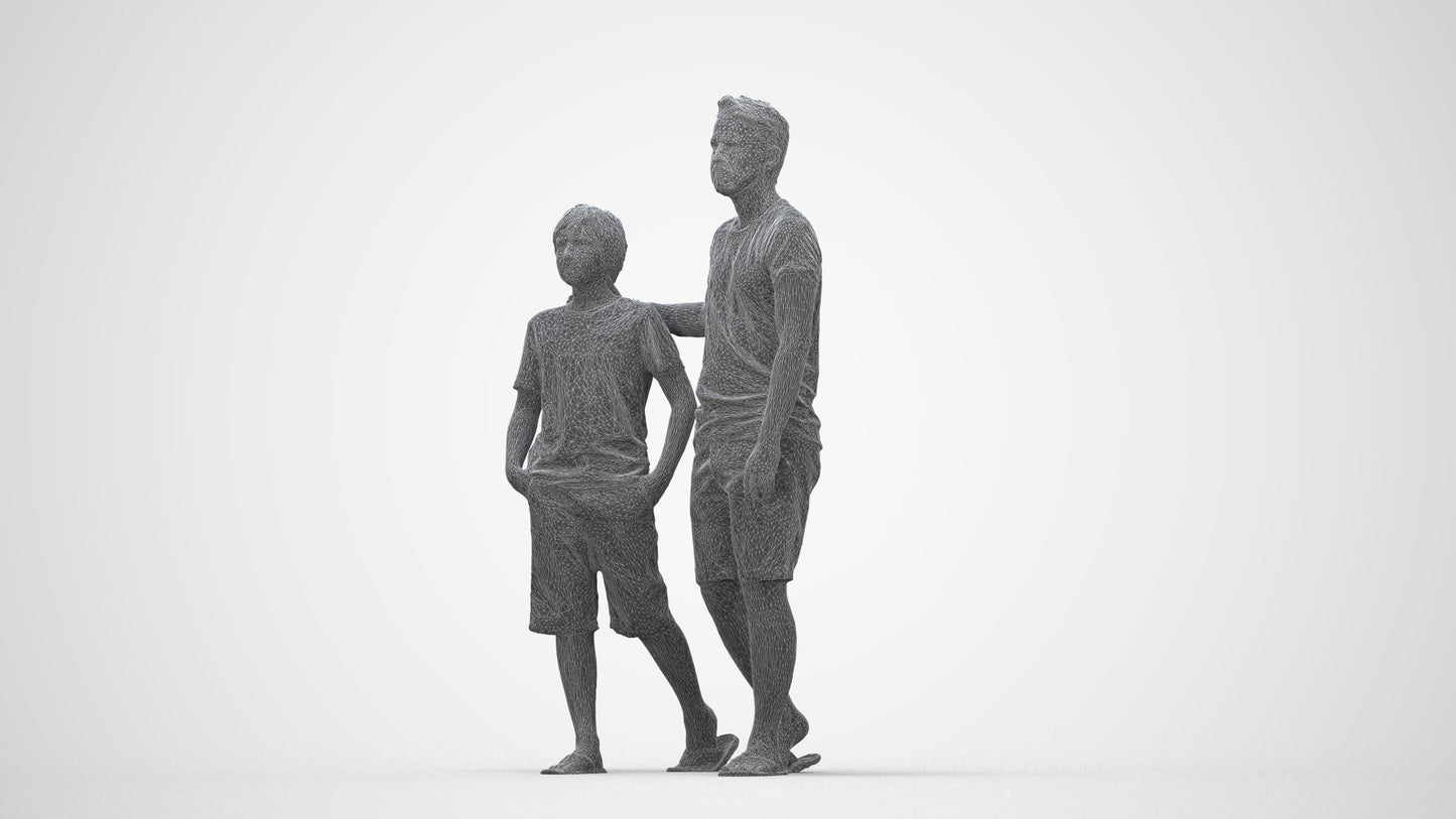realistic 3D human boy casual kids, archviz people FBX OBJ for Blender, wireframe back view