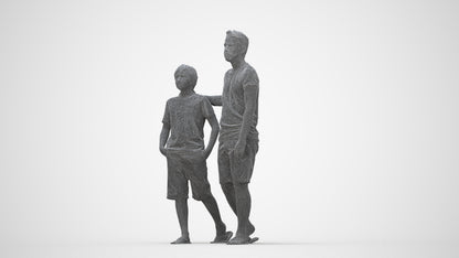 realistic 3D human boy casual kids, archviz people FBX OBJ for Blender, wireframe back view