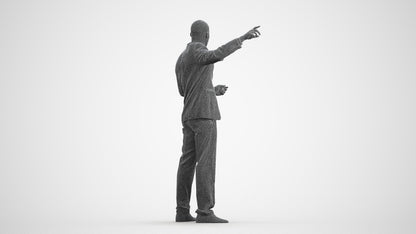 realistic 3D man business, scanned archviz people for Blender and 3ds Max, wireframe front view