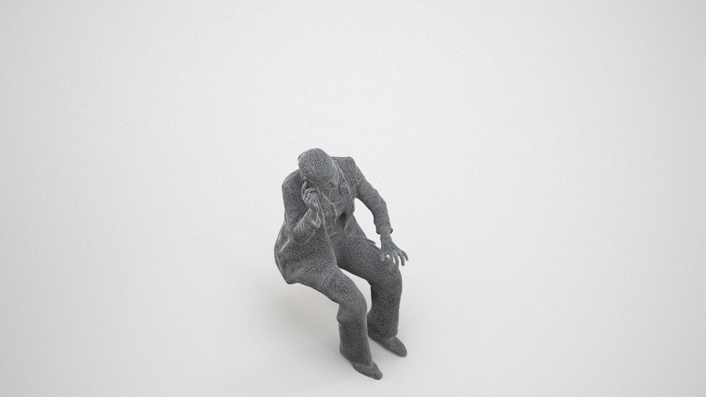 scanned 3D woman business, photogrammetry people for Enscape and V-Ray, wireframe three-quarter view