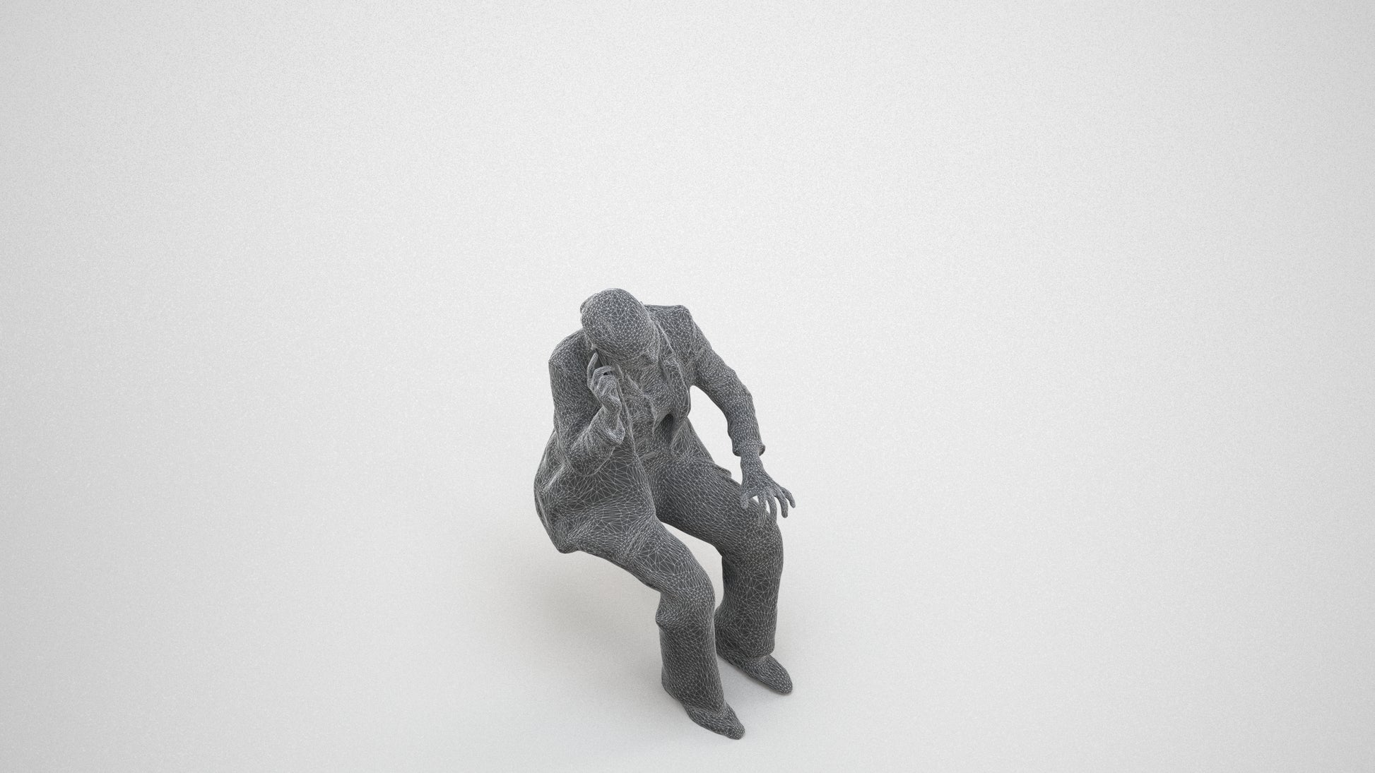scanned 3D woman business, photogrammetry people for Enscape and V-Ray, wireframe three-quarter view