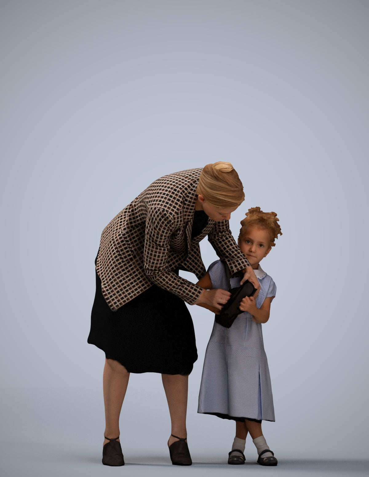 3D human model girl casual kids, photogrammetry scanned person for archviz