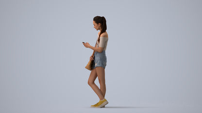 photogrammetry 3D woman casual standing, realistic human model archviz FBX, three-quarter view render