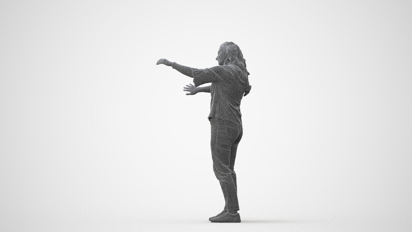 realistic 3D woman casual standing, scanned archviz people for Blender and 3ds Max, square thumbnail