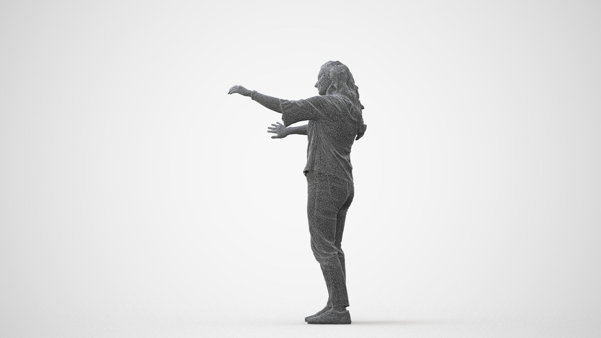 realistic 3D woman casual standing, scanned archviz people for Blender and 3ds Max, square thumbnail