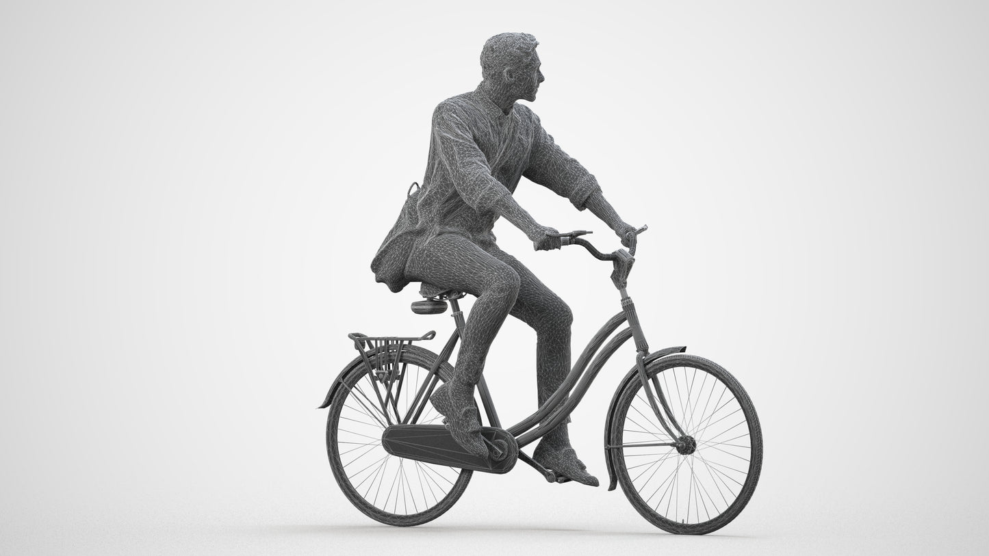 3D people model man casual cycling, scanned human for 3ds Max rendering, three-quarter front view render