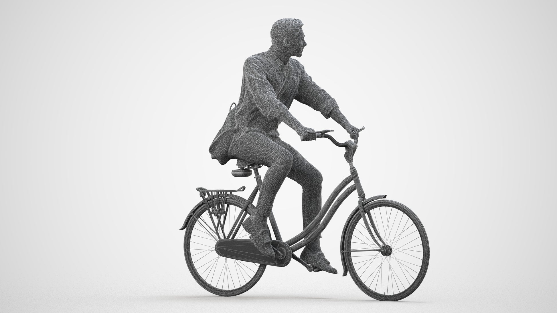 3D people model man casual cycling, scanned human for 3ds Max rendering, three-quarter front view render