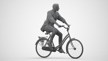 3D people model man casual cycling, scanned human for 3ds Max rendering, three-quarter front view render