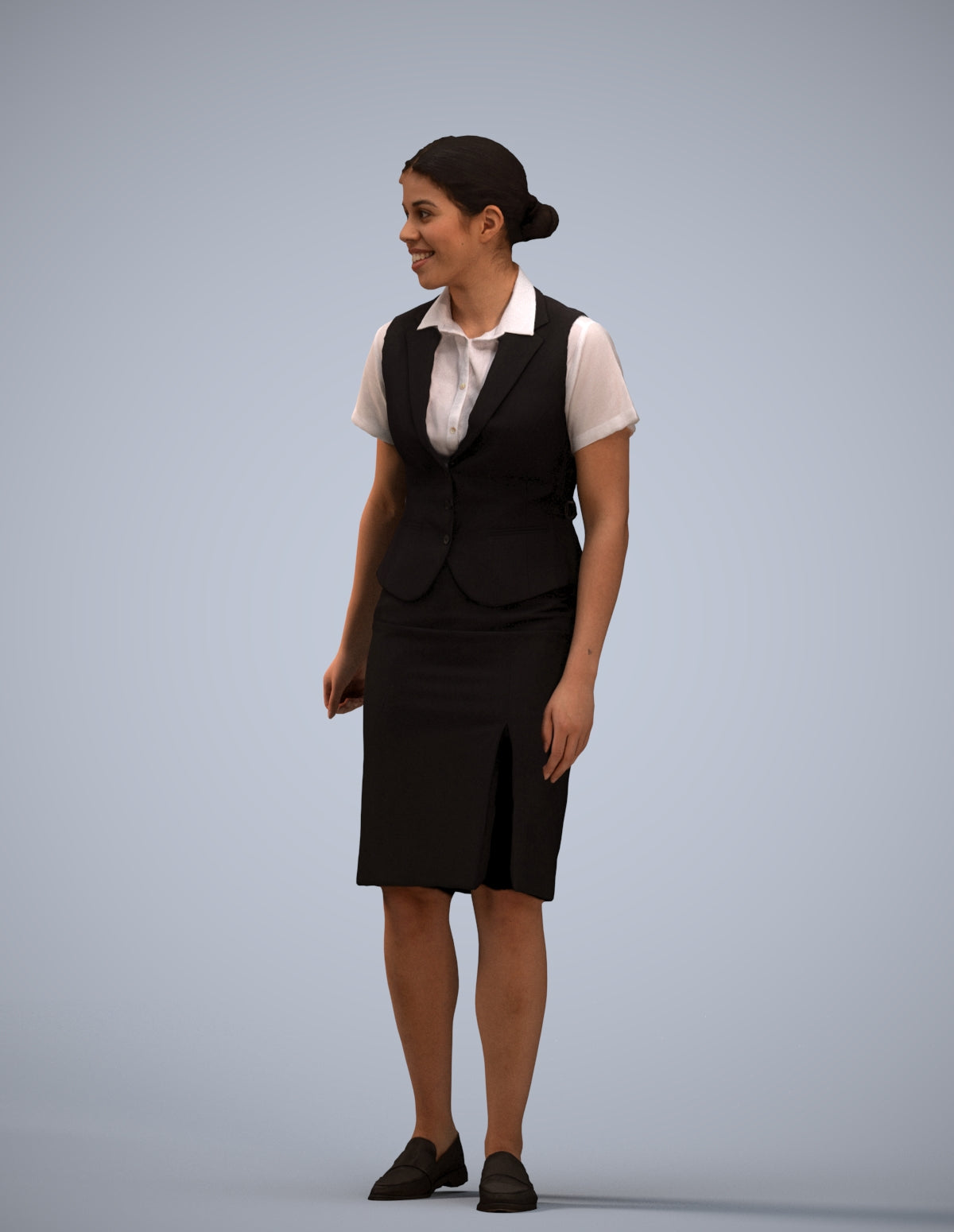 realistic 3D people woman hospitality, render-ready for V-Ray and Corona, FBX OBJ