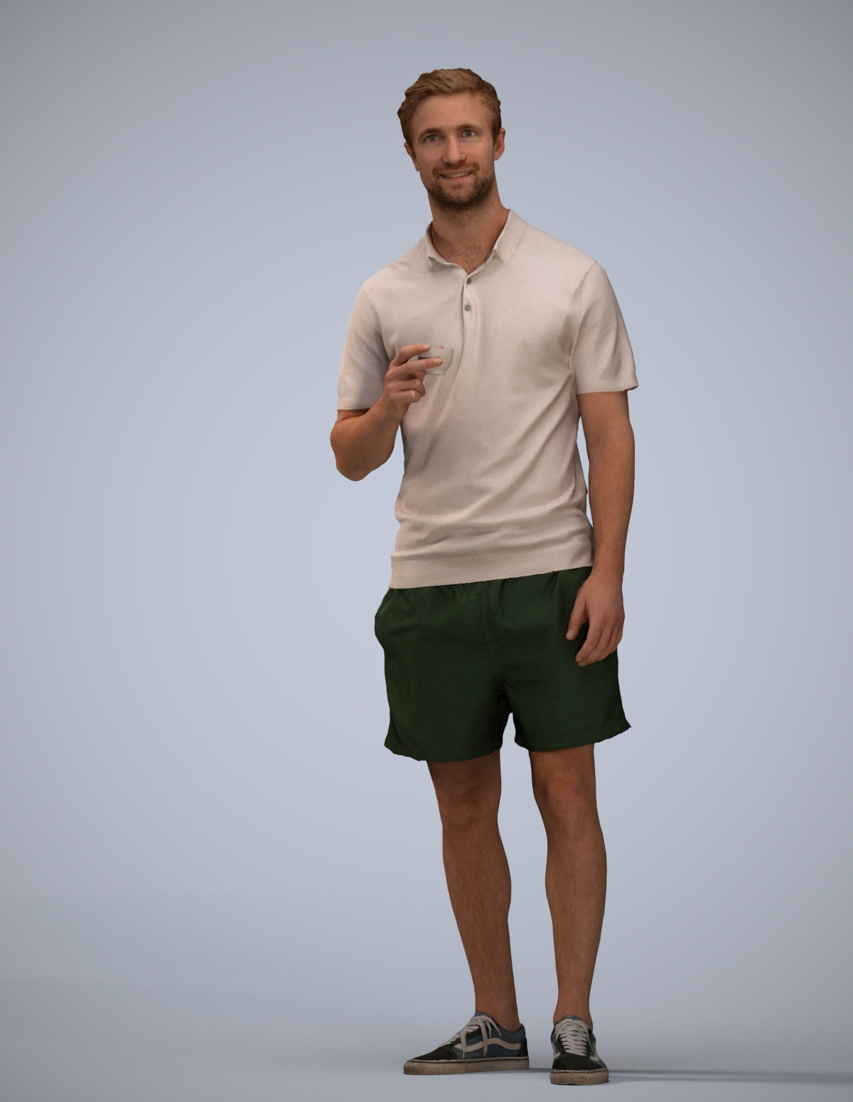 scanned 3D man casual standing, photogrammetry people for Enscape and V-Ray