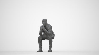 realistic 3D people man casual sitting, render-ready for V-Ray and Corona, FBX OBJ, wireframe back view