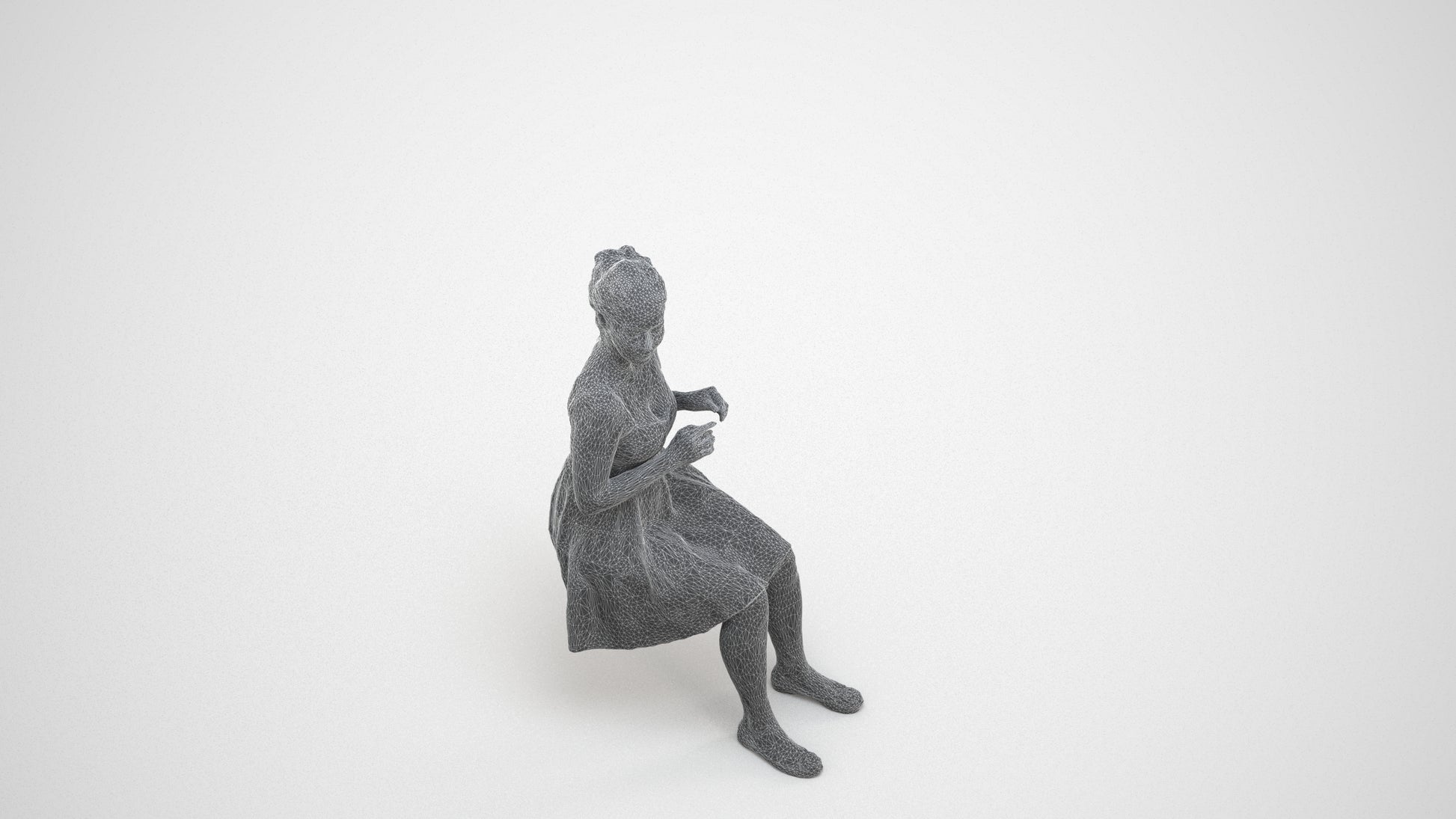 photogrammetry 3D woman formal formalaffairs, realistic human model archviz FBX, wireframe three-quarter view