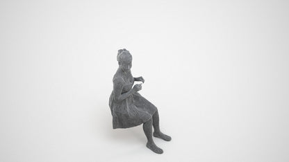 photogrammetry 3D woman formal formalaffairs, realistic human model archviz FBX, wireframe three-quarter view