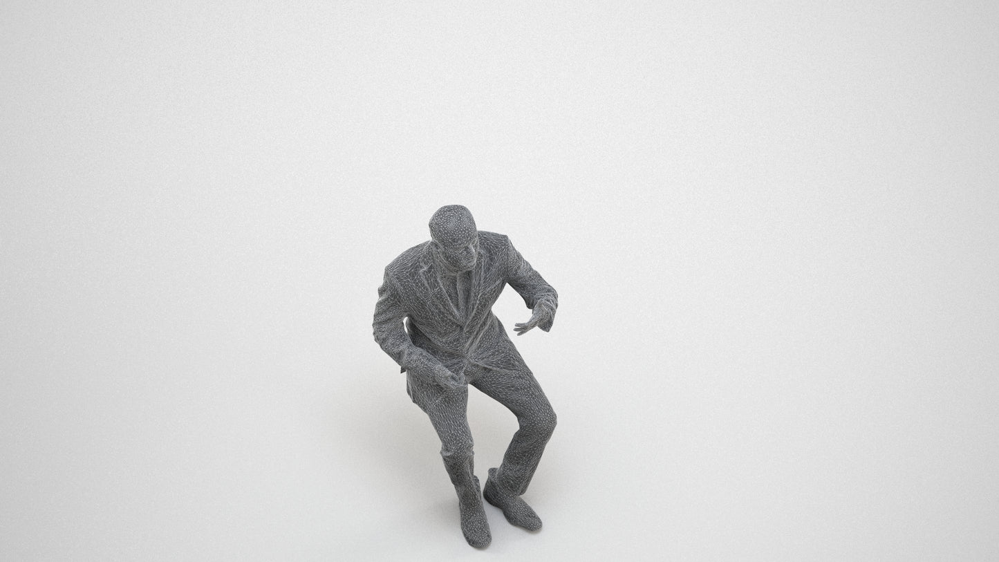 realistic 3D people man business, render-ready for V-Ray and Corona, FBX OBJ, wireframe three-quarter view