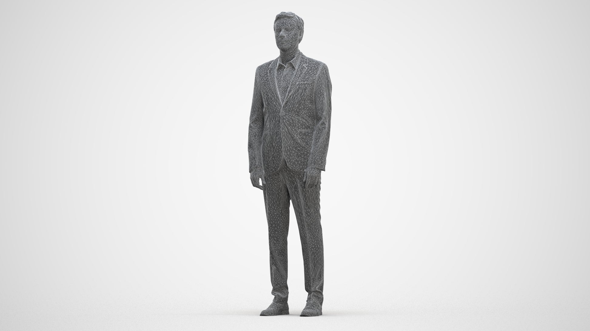 3D people model man business, scanned human for 3ds Max rendering, three-quarter front view render