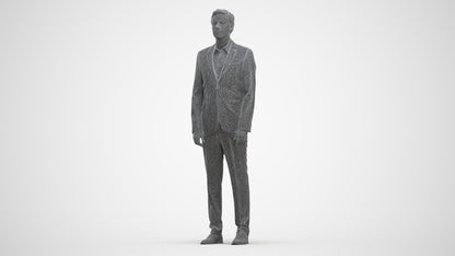 3D people model man business, scanned human for 3ds Max rendering, three-quarter front view render