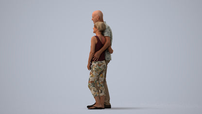 scanned 3D senior woman standing, photogrammetry people for Enscape and V-Ray, three-quarter view render